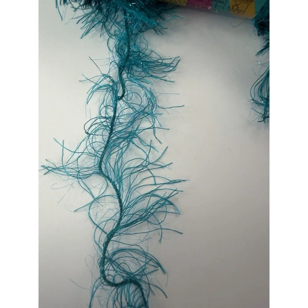 Bernat Disco Yarn Aqua Velvet 67% Acetate 33% Polyester Eyelash Lot Of 6